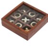Nagina India Craft Wooden Tic Tac Toe Game with Glass Top (Brown, Medium)5X5X2 Inches Brown