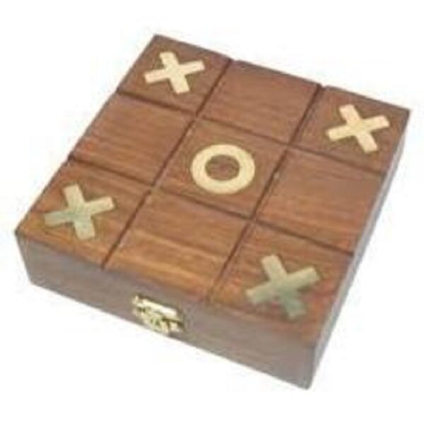 Nagina India Craft Wooden Tic Tac Toe Game with Glass Top (Brown, Medium)5X5X2 Inches Brown - Image 4