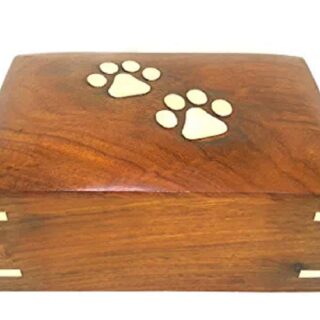 Nagina India Craft Handicrafted Wooden Cremation Urn with Brass Finish Design for Dog/Cat Ashes | Adult Funeral Urn Handcrafted | Affordable Urn for Ashes | Urn for Dogs Cats Memorial Keepsake Urns for Ashes