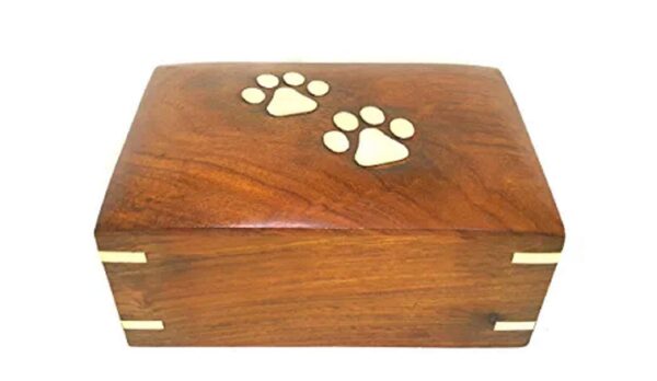 Nagina India Craft Handicrafted Wooden Cremation Urn with Brass Finish Design for Dog/Cat Ashes | Adult Funeral Urn Handcrafted | Affordable Urn for Ashes | Urn for Dogs Cats Memorial Keepsake Urns for Ashes