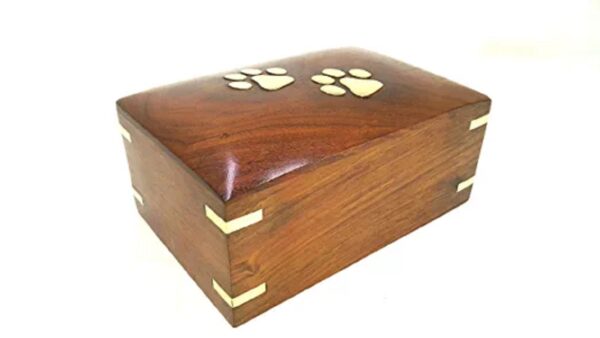 Nagina India Craft Handicrafted Wooden Cremation Urn with Brass Finish Design for Dog/Cat Ashes | Adult Funeral Urn Handcrafted | Affordable Urn for Ashes | Urn for Dogs Cats Memorial Keepsake Urns for Ashes - Image 3
