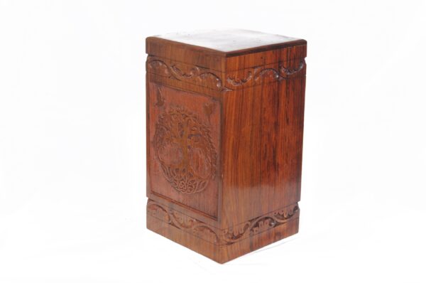 Engraved Tree of Life Urn I Solid Rosewood Urn Box for Human Ashes I Cremation Wooden Urn Box - Image 2