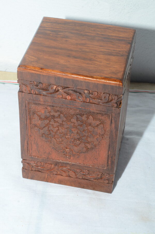 Handcrafted Heart Design Solid Rosewood Urn Box for Human Ashes I Cremation Wooden Urn Box - Image 2