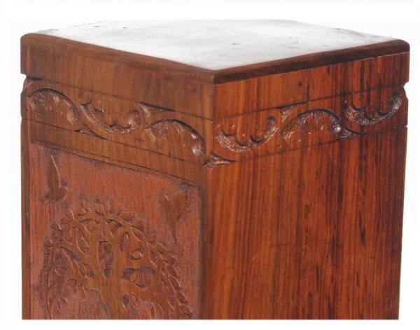 Engraved Tree of Life Urn I Solid Rosewood Urn Box for Human Ashes I Cremation Wooden Urn Box - Image 3