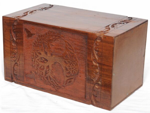 Engraved Tree of Life Urn I Solid Rosewood Urn Box for Human Ashes I Cremation Wooden Urn Box - Image 4