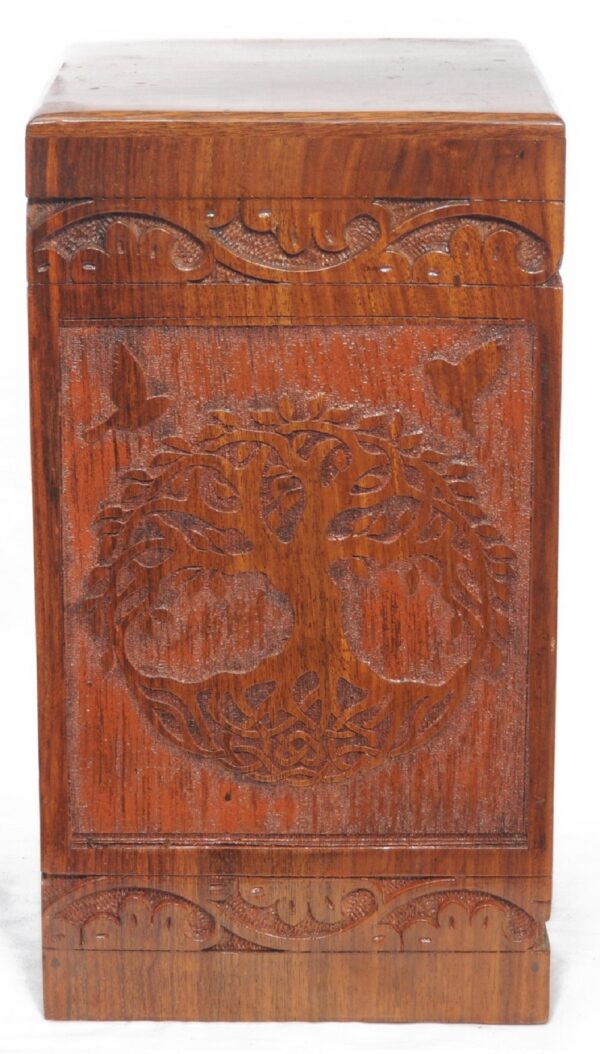 Engraved Tree of Life Urn I Solid Rosewood Urn Box for Human Ashes I Cremation Wooden Urn Box - Image 5