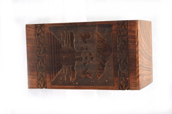 Handcrafted Loving Couple Design Solid Rosewood Urn Box for Human Ashes I Cremation Wooden Urn Box - Image 2