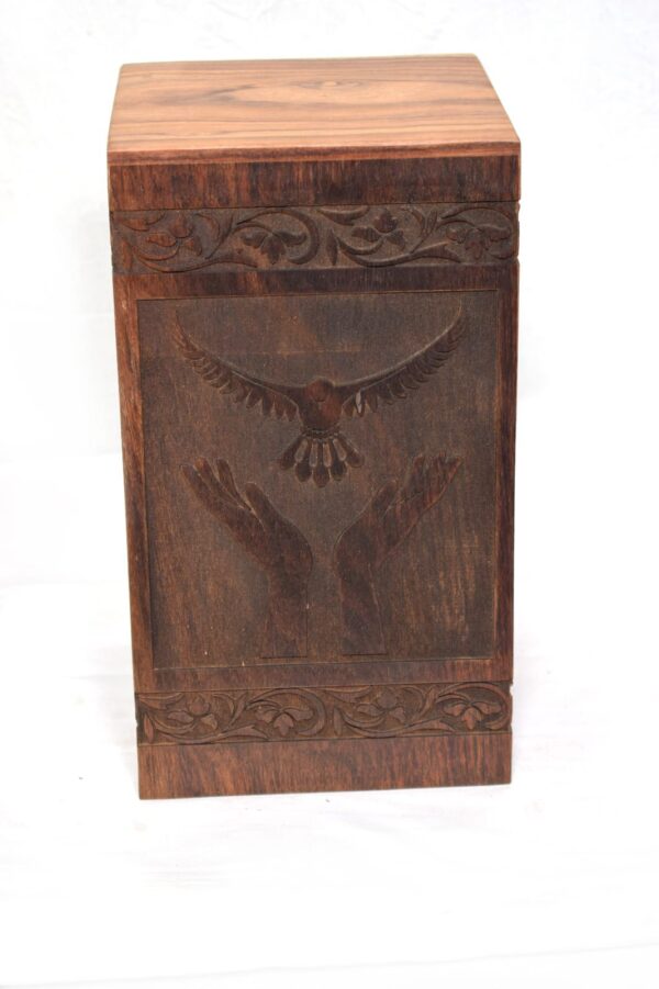 Handcrafted Loving Bird Design Solid Rosewood Urn Box for Human Ashes I Cremation Wooden Urn Box - Image 4