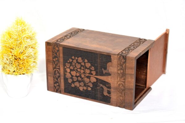 Handcrafted Loving Tree Design Solid Rosewood Urn Box for Human Ashes I Cremation Wooden Urn Box - Image 2