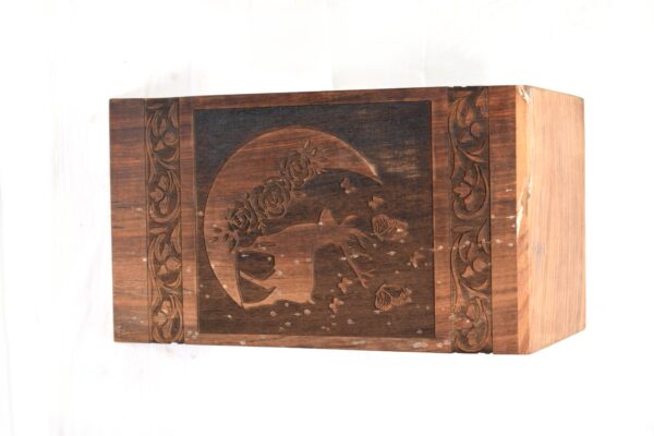 Handcrafted Loving Moon Design Solid Rosewood Urn Box for Human Ashes I Cremation Wooden Urn Box - Image 2