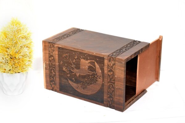 Handcrafted Loving Moon Design Solid Rosewood Urn Box for Human Ashes I Cremation Wooden Urn Box - Image 3