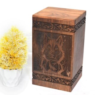 Handcrafted Loving Pet Design Solid Rosewood Urn Box for Human Ashes I Cremation Wooden Urn Box