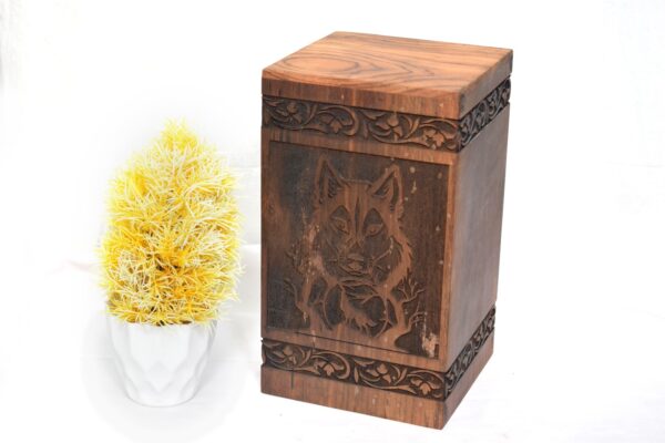 Handcrafted Loving Pet Design Solid Rosewood Urn Box for Human Ashes I Cremation Wooden Urn Box