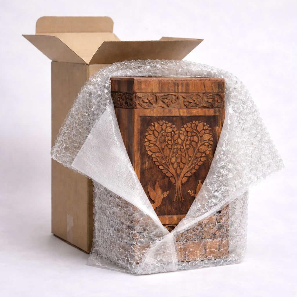 Handcrafted Loving Heart Leaf Design Solid Rosewood Urn Box for Human Ashes I Cremation Wooden Urn Box - Image 7